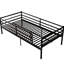 Structure de lit superposé simple noir moderne, matériau principal en métal, aucun sommier requis, rails, support multiple pour la durabilité, rangement inférieur, surface lisse, conception et assemblage faciles à mettre en œuvre