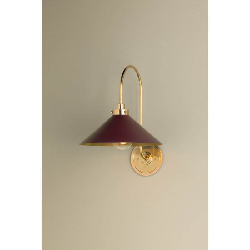 Clivedon Wall Sconce in Aged Brass and Soft Crimson by Mark D. Sikes, Red