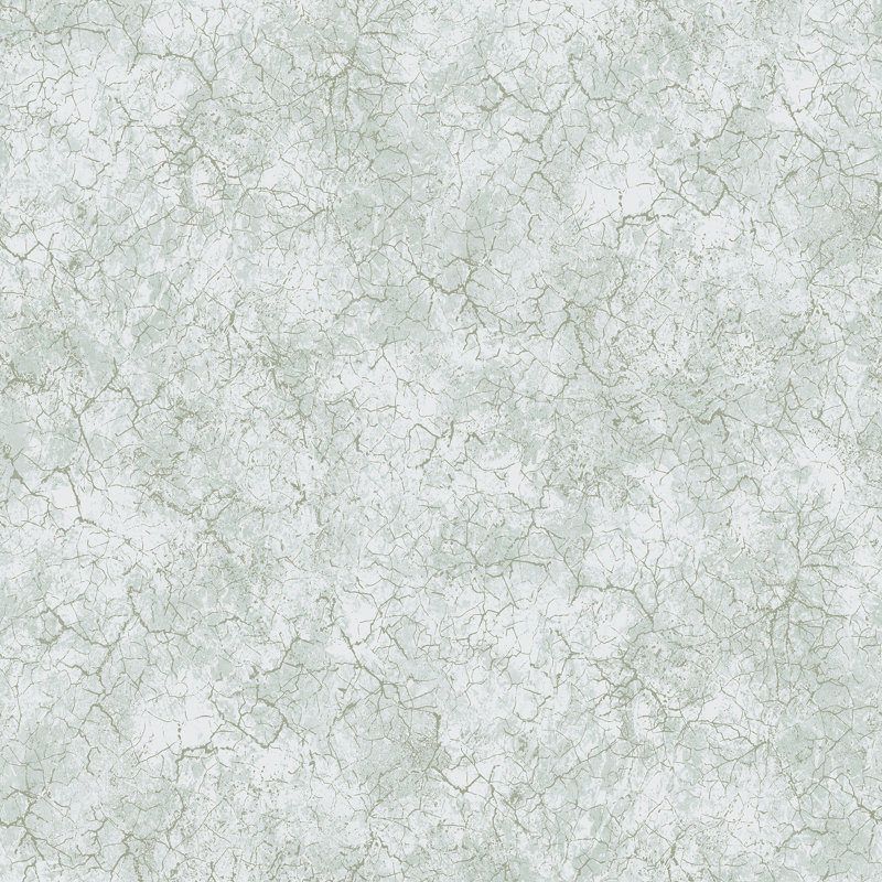 Azulejo Distressed Marble Crackle 33' L x 21" W Wallpaper Roll, Frost Mint