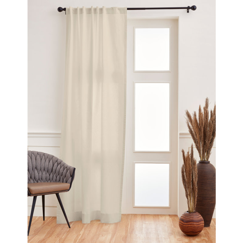 Cotton Linen Curtain with Rod Pocket, Linen, 52" W x 120" L