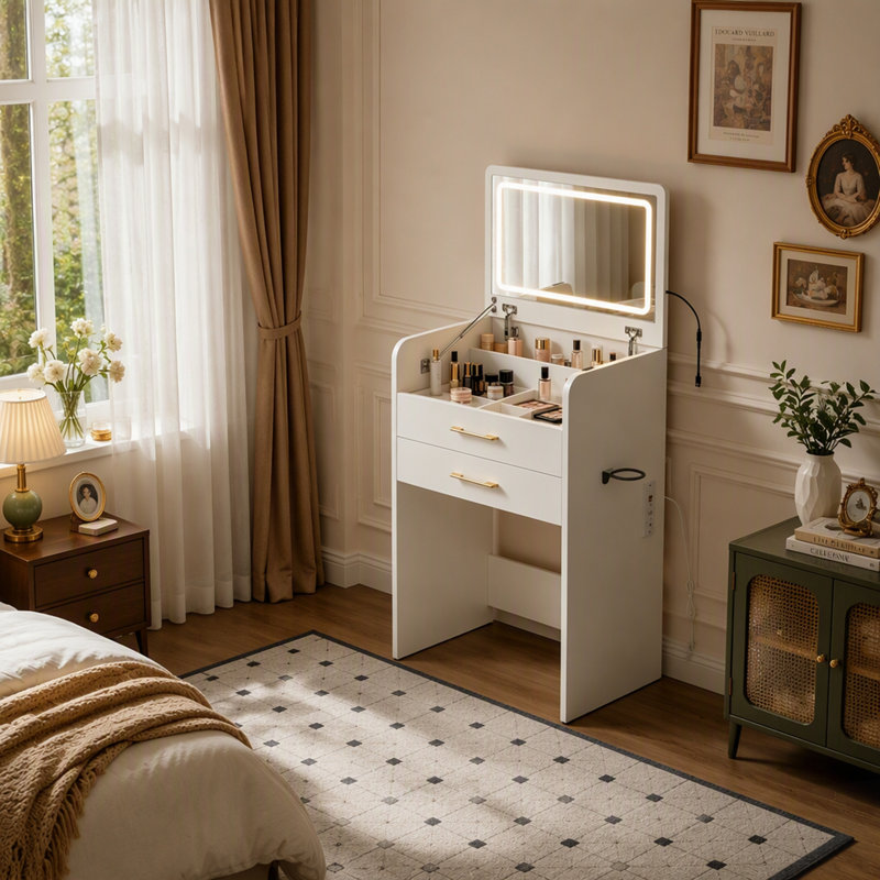Meuble-lavabo 3 en 1 avec prise de courant et miroir DEL