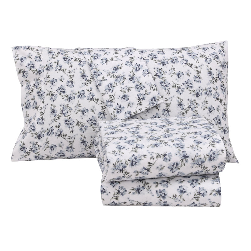  100% Cotton Flannel Sheets Set 4 Piece Warm Cozy Fall Sheets 16 inch Deep Pocket Bed Sheets, Full/Double, Perri Me