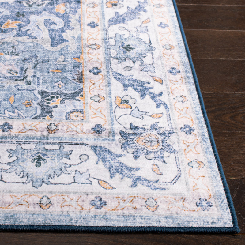 Sandin Oriental Power Loom Blue Area Rug, Square 122cm