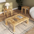Jakus Side Table or Nightstand Wooden Maple Burl x 2 and Coffee Table with Design for Living Room