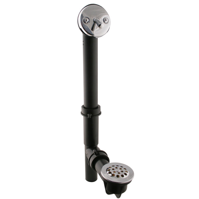 Trip Lever and Grid Cover Bathtub Leg Tub Drain with Overflow, Polished Chrome