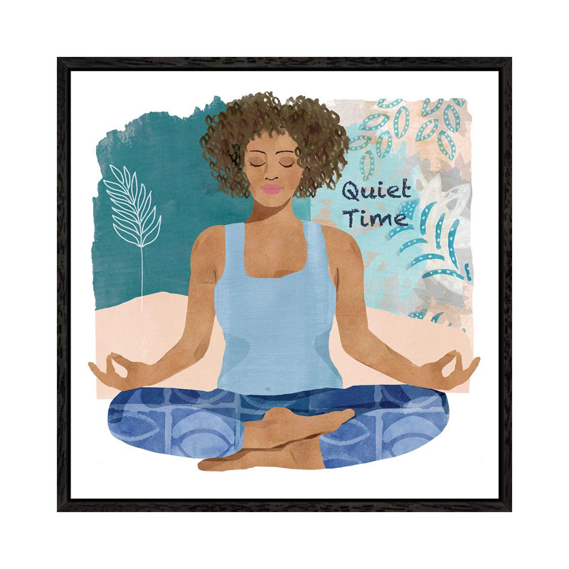 Yoga Time III by Flora Kouta - Print on Canvas, Black Framed, 45.72 cm H x 45.72 cm W