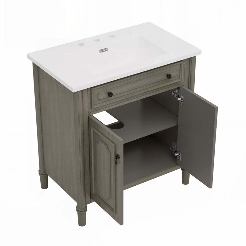 Meuble-lavabo de salle de bain avec lavabo, Gris