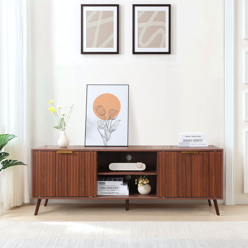  63'' Mid Century TV Stand, Modern TV Console for TVs up to 70 Inches, Entertainment Center with Storage, TV and Media Consol