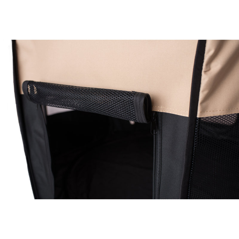 Extra-Large Black and Beige Portable Pet Playpen