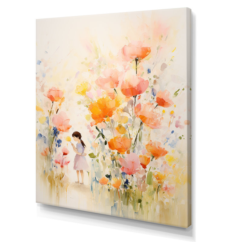 Whimsical Kids Floral Haven I - Art mural pour enfants, Toile tendue, H 44 po x l 34 po x P 1,5 po