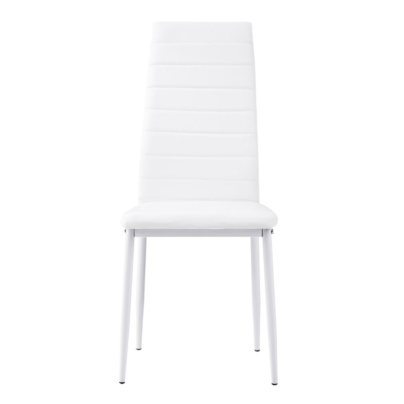 Chaises d'appoint de salle à manger modernes 2 pièces, structure en métal blanc, finition en similicuir, cuir, mobilier de chambre contemporain