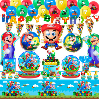Mario Birthday Party Supplies,115pcs Mario Party Decorations