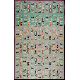 Rare Teal Color Antique Beautiful Geometric Pattern Bessarabian Flatwoven Kilim Room Size Rug