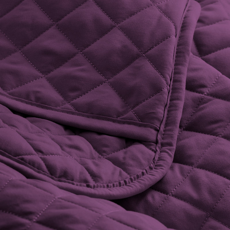 Plum Twin/Twin XL Diamond Stitched Microfiber Coverlet Set
