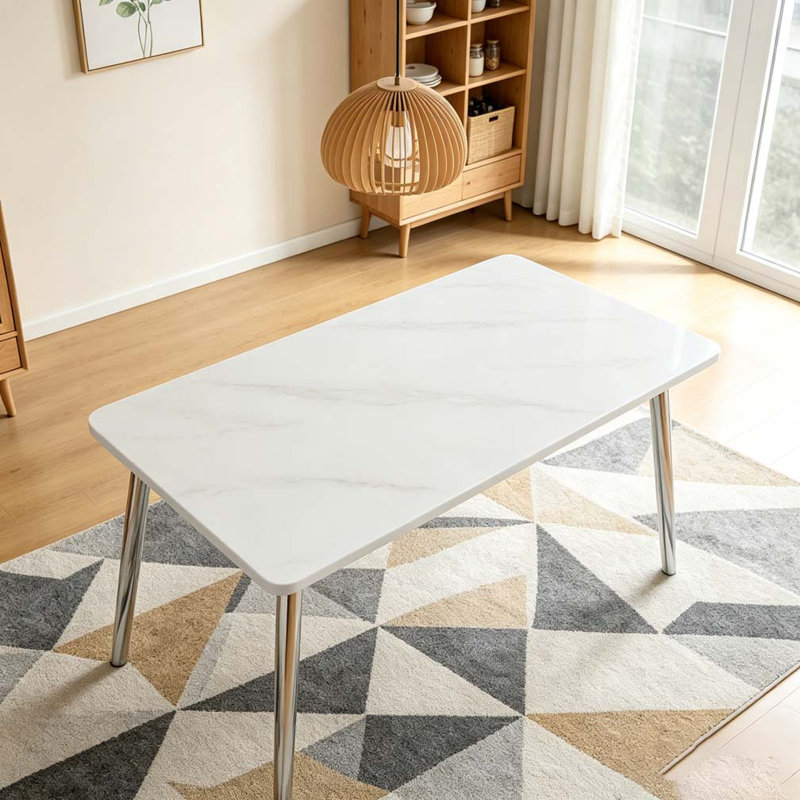Table de salle à manger moderne, White+Silver
