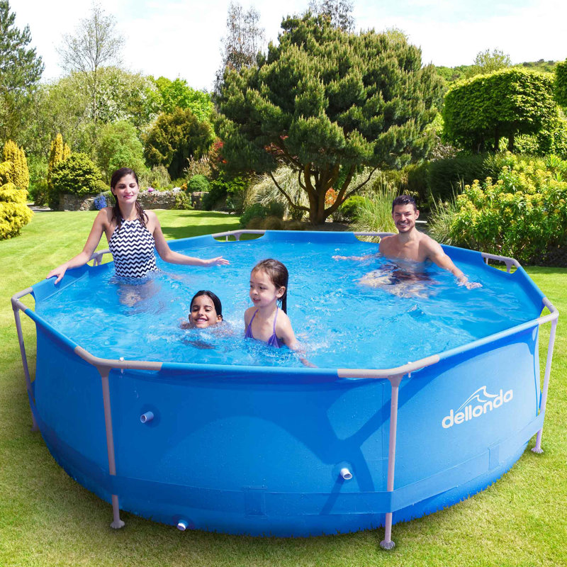 Plastic Round Frame Set Pool 76cm H x 300cm W x 300cm L , with Pump Included