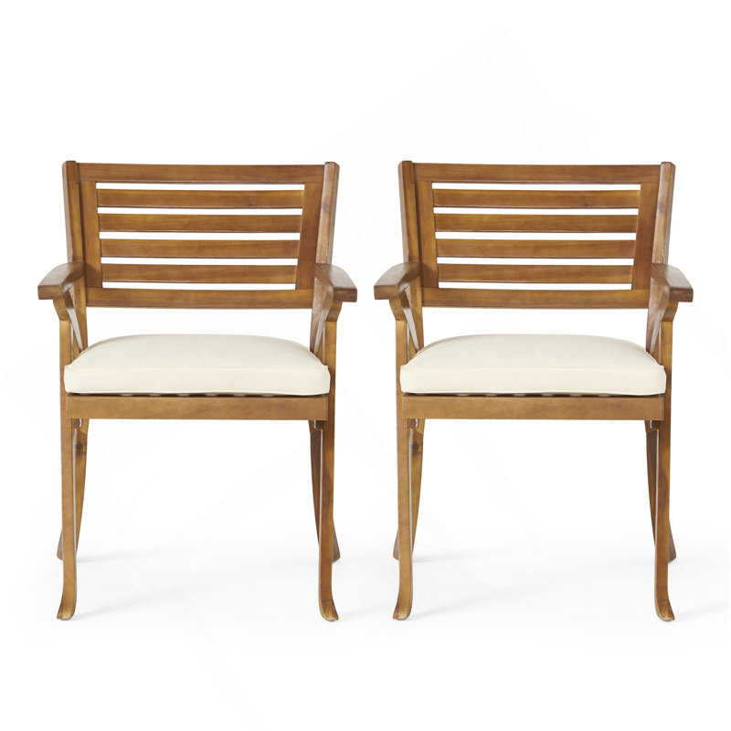 Outdoor Hermosa KD Wood Dining Chair With Cushons (Set Of 2), Teak