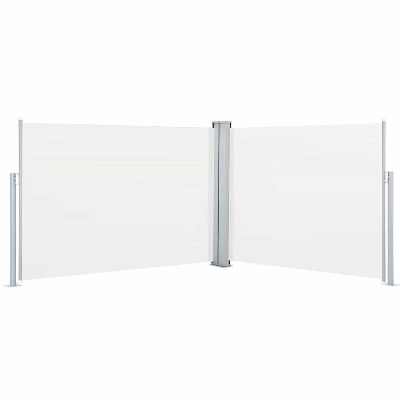 Paravent rétractable avec auvent pliant, H 47,2 po x l 393,7 po, Crème, crème