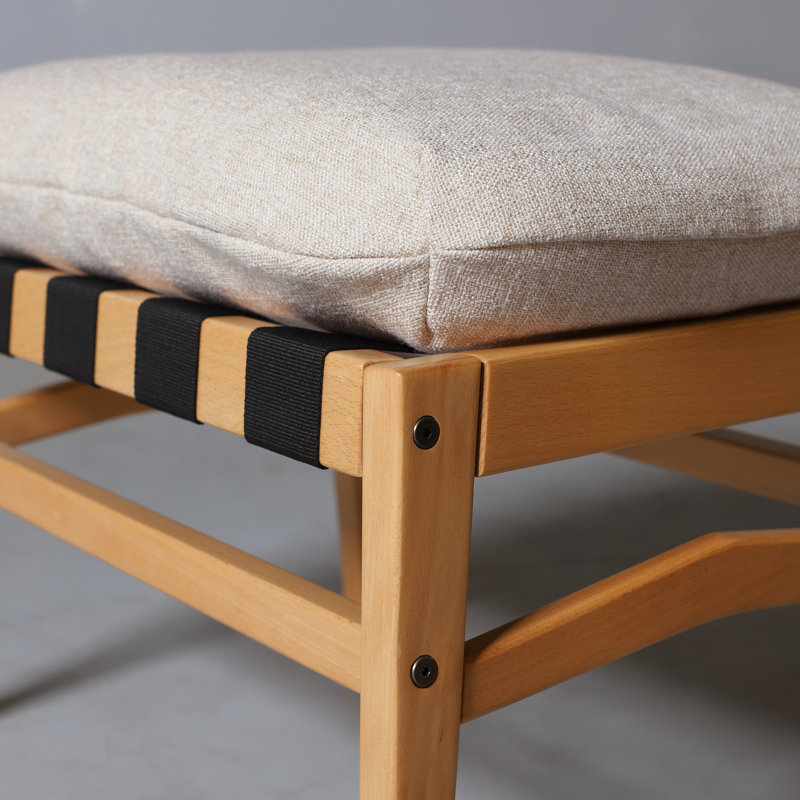Repose-pieds Mid Century, Beige, Hêtre