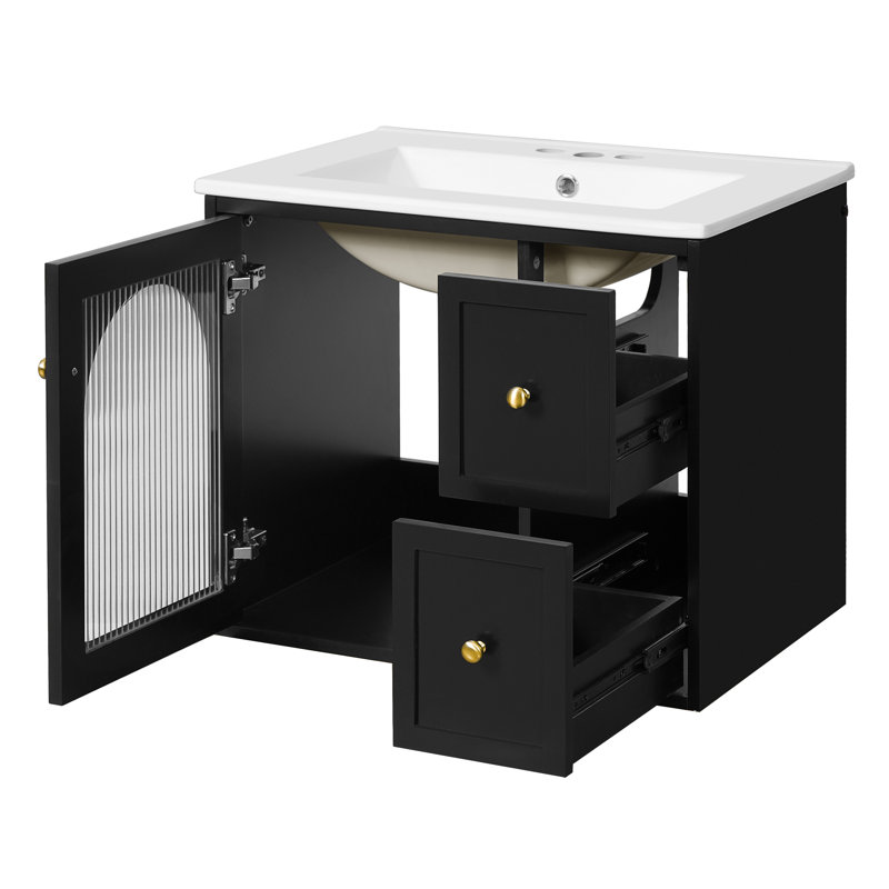 Meuble-lavabo moderne 24 po Arlo, Noir