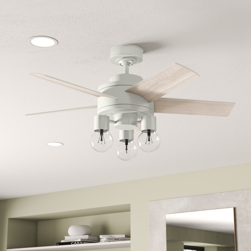 44" Hardwick 5 - Blade Standard Ceiling Fan with Remote Control and Light Kit Included, Silver