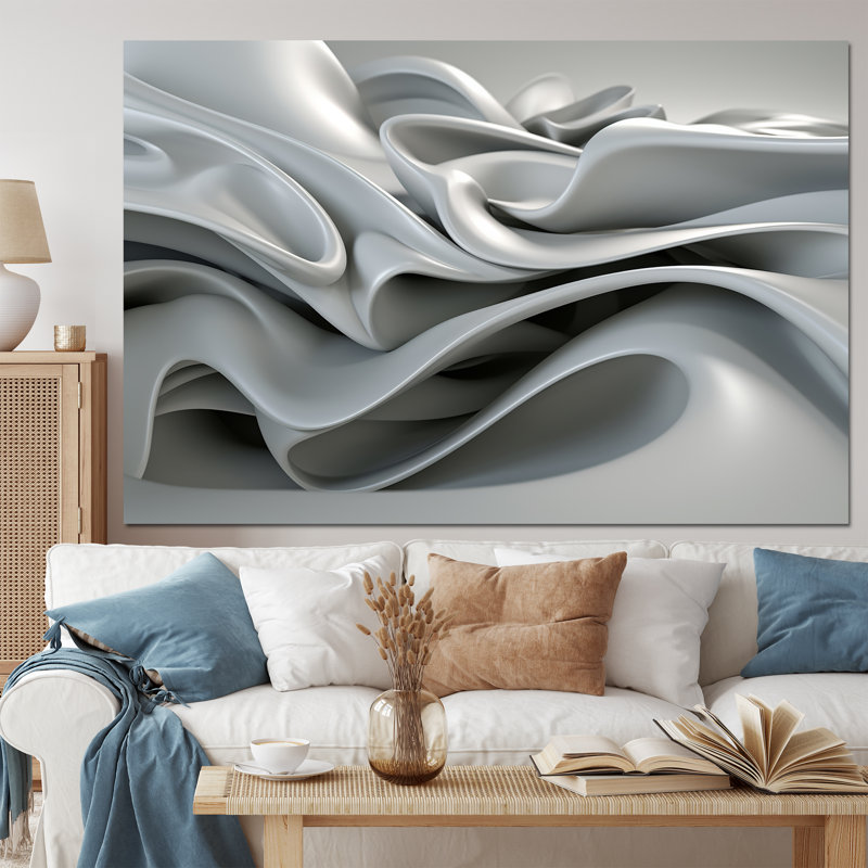 «Gray Infinite Ripples - Modern Waves», reproduction d'art sur toile