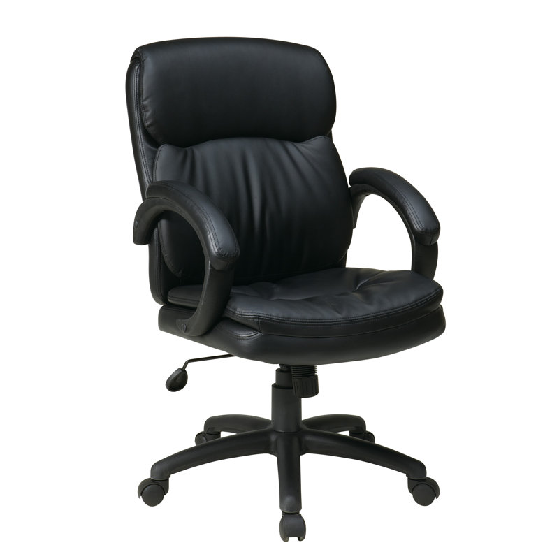 Swivel Mid-Back Executive Chair in Black Eco Leather