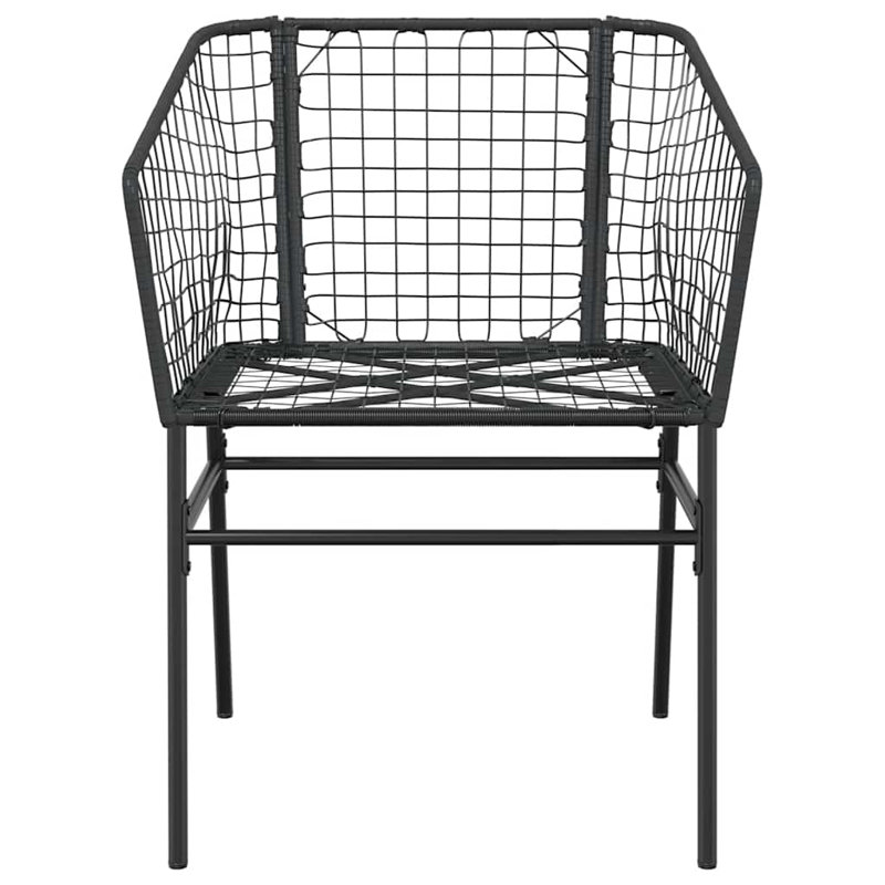 Patio Dining Set Poly Rattan Glass, Black, 29.1" H x 31.5" W x 31.5" L, 2