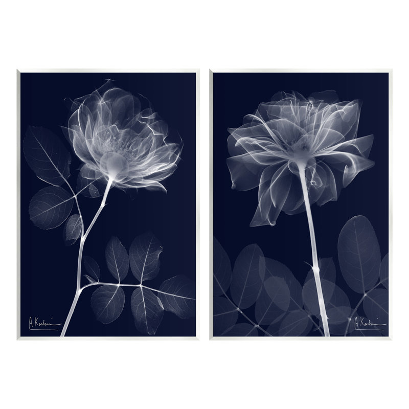 «X-Ray Blossom on Black», ensemble de 2 plaques murales par Albert Koetsier, H 19 po x l 13 po