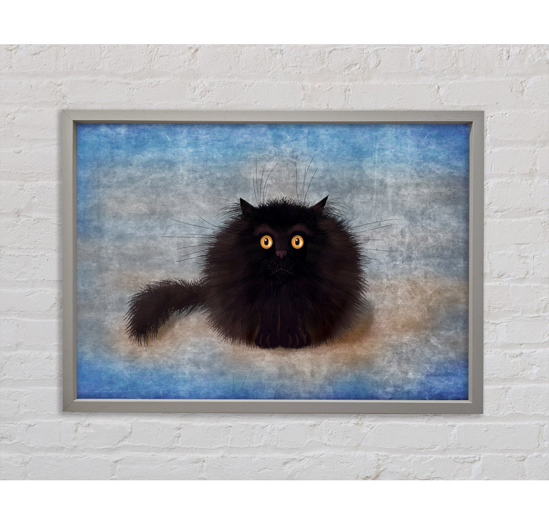 Schwarze Fuzzy-Katze - Druck