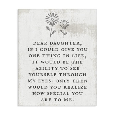 «Dear Daughter How Special You Are», phrase «Rustic Flower Gray Farmhouse», estampe numérique encadrée, art texturé par Daphne Polselli