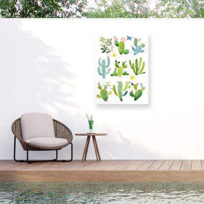 Jane Maday, toile «Happy Cacti» pour l'extérieur