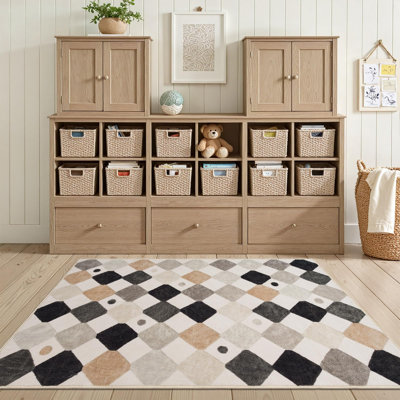 Colorful Diamond for Kids Washable Non-slip Rug