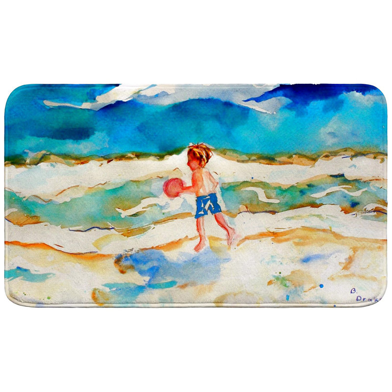 Boy and Ball Bath Mat, Single - 18" L x 30" W