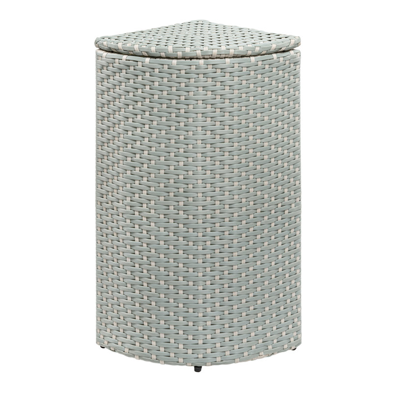Mint Blue and White Plastic Corner Outdoor Trash Can