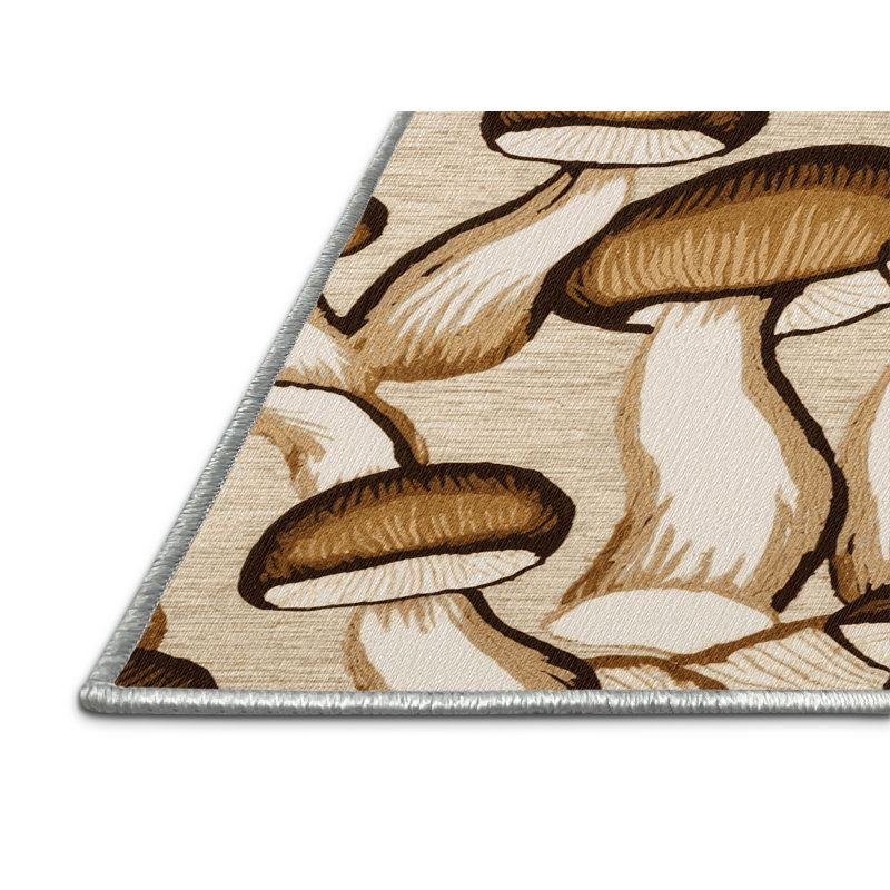 Washable King Oyster Mushroom Vegetables Area Rug, Rectangle 2' x 3'