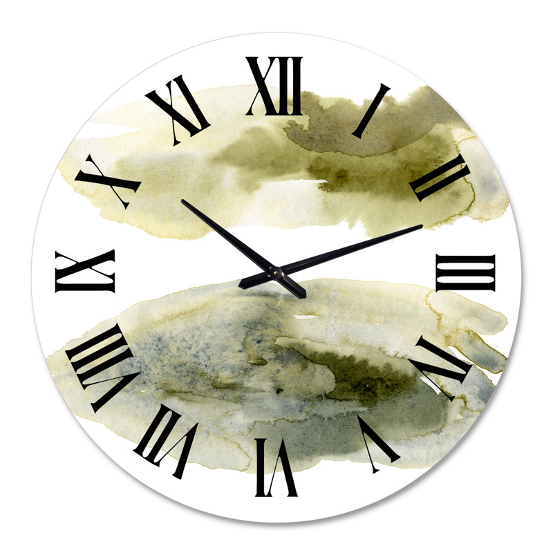 Nuage abstrait vert foncé I - horloge murale moderne, Grand