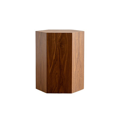 Hexagon MDF Coffee Table - Walnut Wood Grain Sticker Side Table, Modern Fully Assembled End Table for Small Spaces