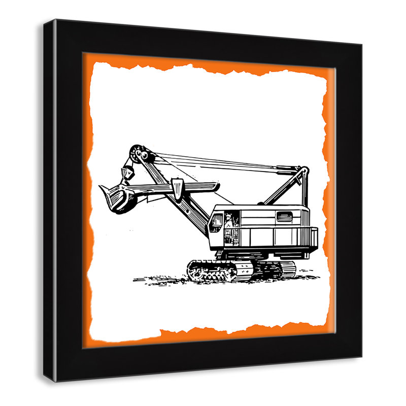 Avertissement 3 enfants, impression sur papier, H 14 po x l 14 po x P 0,63 po, Cadre noir