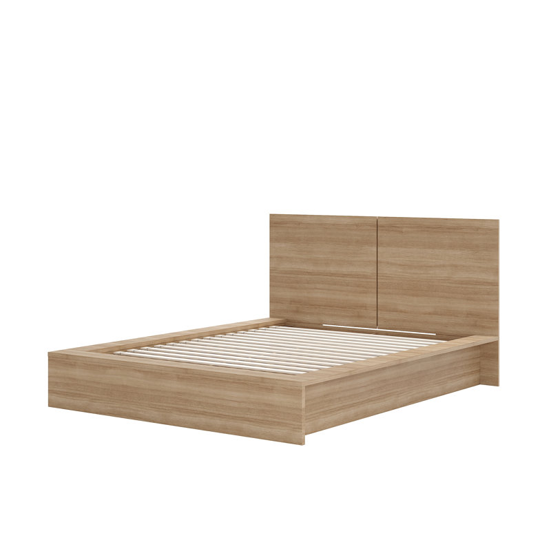 Guendolyn Platform Bed & Headboard, Brown Oak, Queen