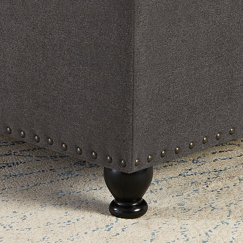 Ottoman-2.29 Upholstered Ottoman, Dark Gray Linen