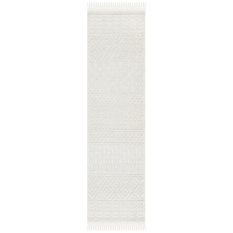Aldeline Hand-Woven Flateweave Wool Ivory Area Rug, Round 8'