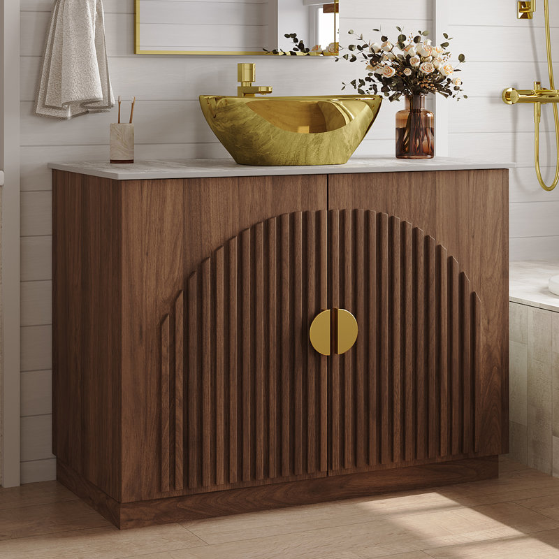 36" Single Bathroom Vanity With Stone Countertop And Sink