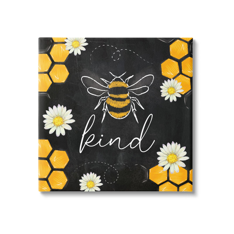 «Bee Kind Honeycomb» par ND Art - impression, H 24 po x l 24 po x P 1,5 po, Toile tendue