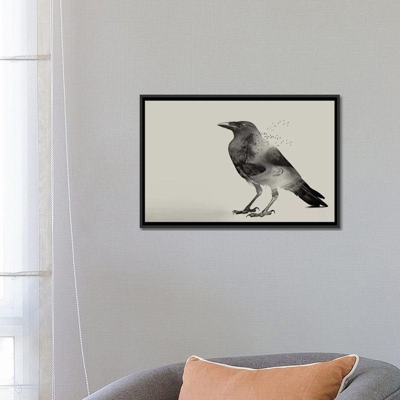 «Raven Sky», impression sur toile, H 18 po x l 26 po x P 1,5 po, Toile avec cadre noir, Pas de tapis