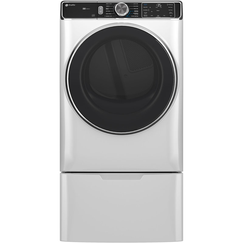 GE Profile 7.8 Cu Ft Capacity Smart Front Load Gas Dryer With Steam And Sanitize Cycle, White, Natural Gas