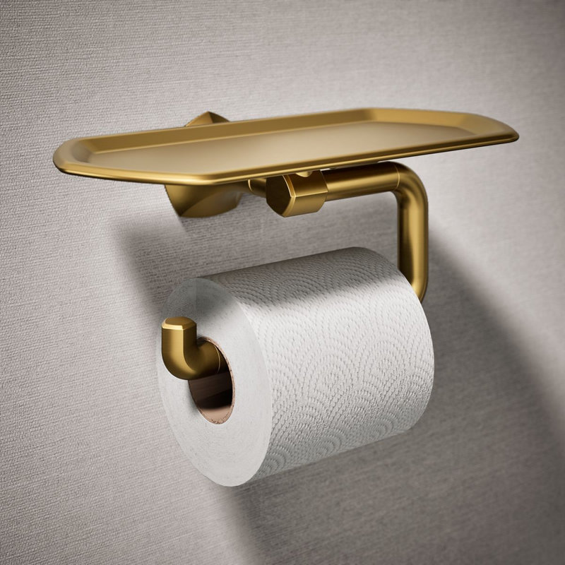 Occasion Toilet Paper Holder With Tray, Gold