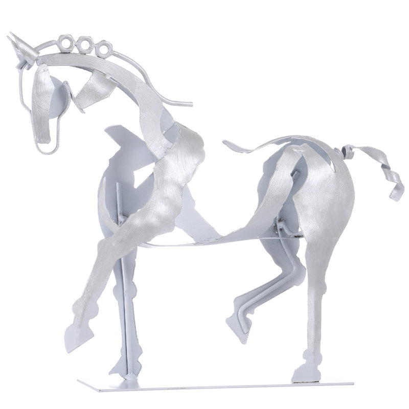Statue de cheval en métal faite à la main Alcott Hill®, Blanc