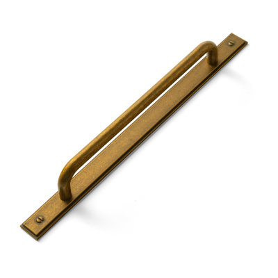 Round Bar Cabinet Pulls with Flat Decorative Backplate, Vintage Solid Metal Hardware for Kitchen Cabinets and Furniture