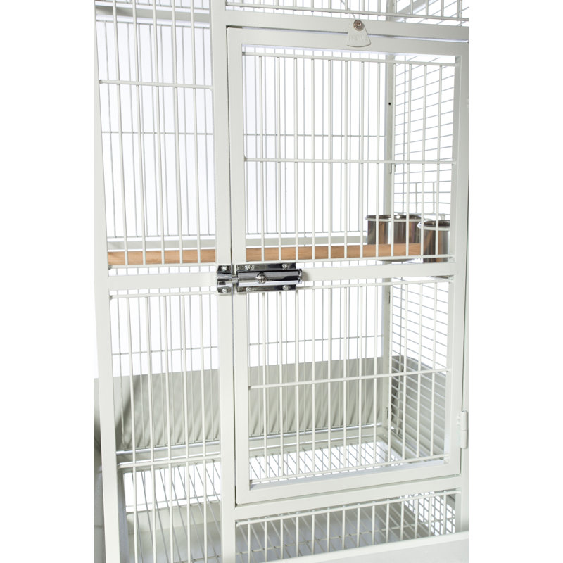 Chalk White Medium Dome Top Bird Cage with Wheels